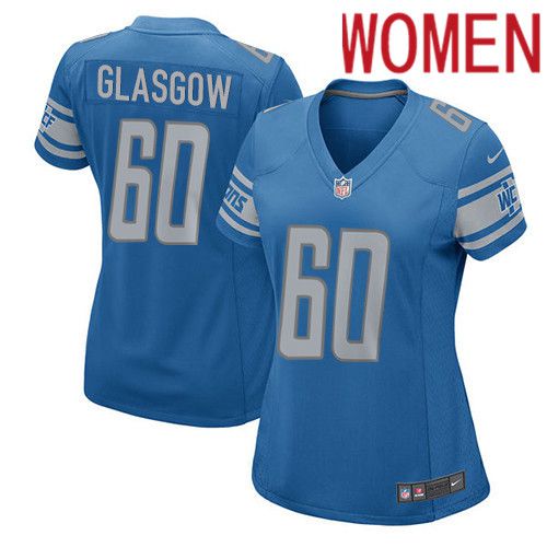 Women Detroit Lions #60 Graham Glasgow Nike Blue Player Game NFL Jersey->women nfl jersey->Women Jersey